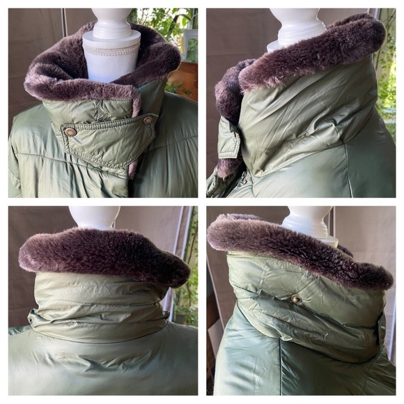 BARBOUR Green Mullein Faux Fur Collar Quilted Jacket Coat Size US 14 Sage Green - Picture 5 of 16